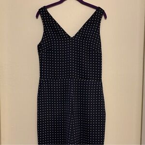Banana Republic Navy and White Polka Dot Jumpsuit